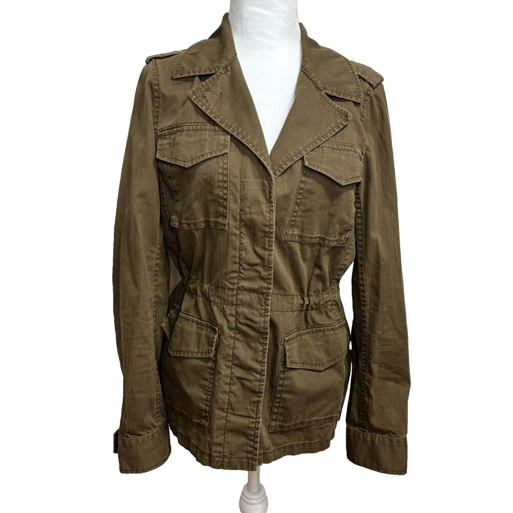 J.‎ Crew Jacket Brown Button Up Lightweight Utility Drawstring Waist Military S